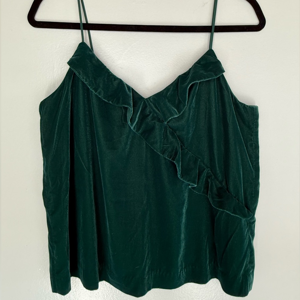 J. Crew Green Velvet Camisole Top